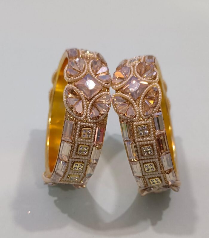 Regal Gold-Plated Designer Bangles – Embellished Elegance