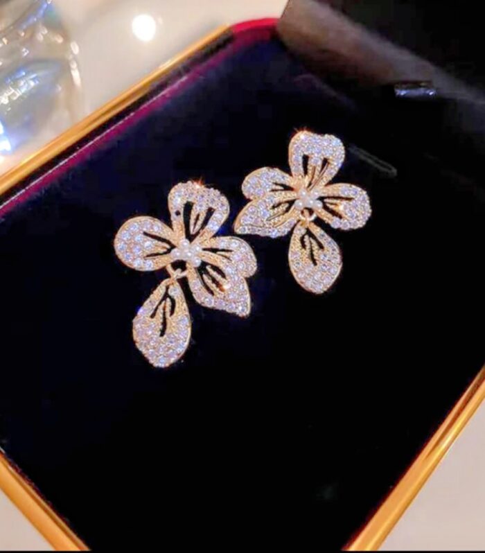 Crystal Bloom Flower Stud Earrings