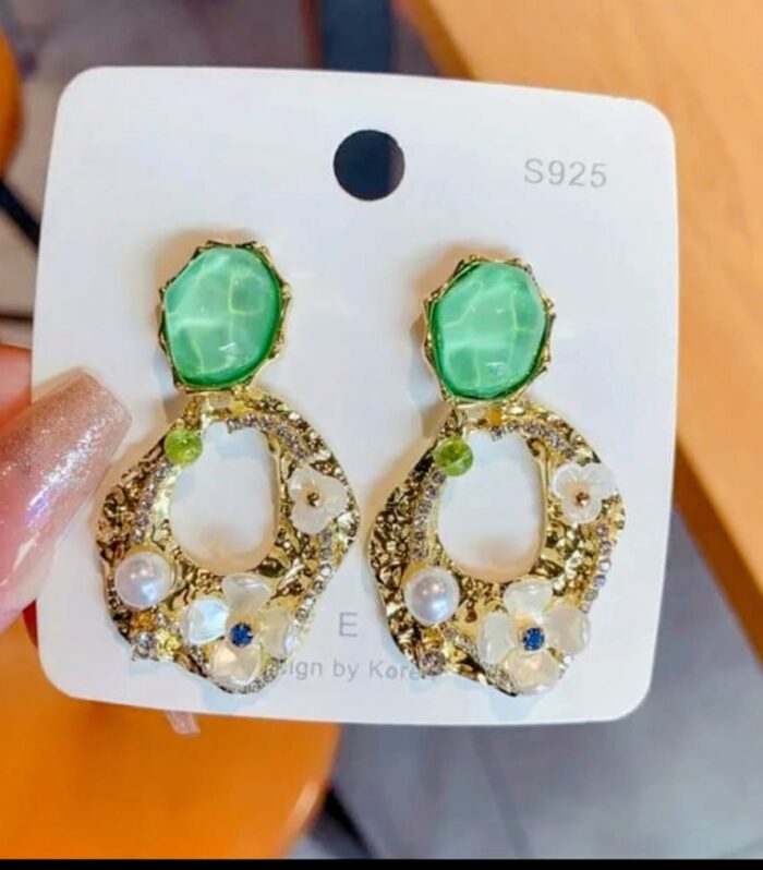 Emerald Bloom Floral Statement Earrings